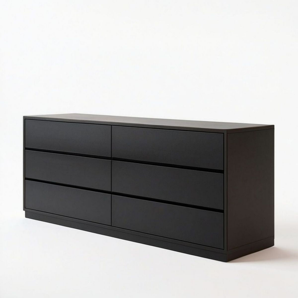 Kommode mit 6 grifflosen Schubladen, 160 x 45 x 75 cm, Schwarz, MDF